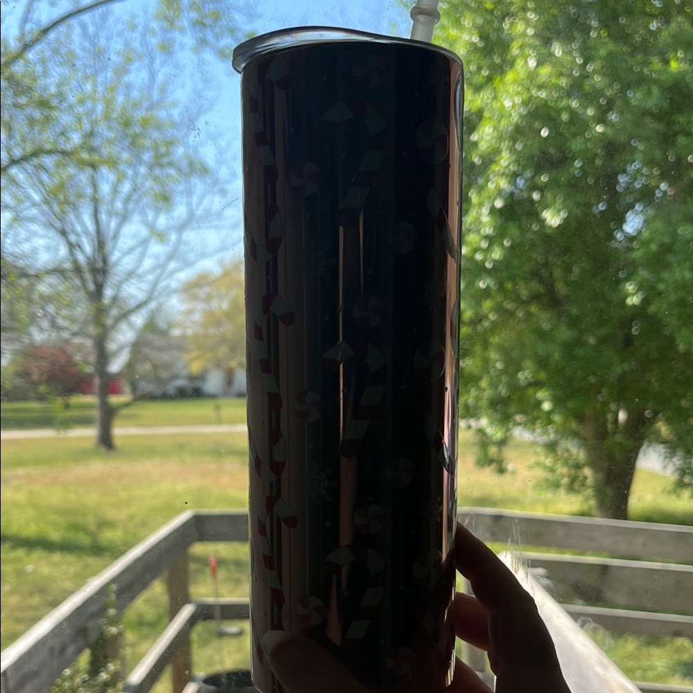 Candy Cane Pattern Stainless Tumbler - Dark Red